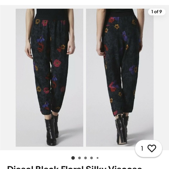Diesel Floral Silky Viscose Pants - Picture 1 of 5